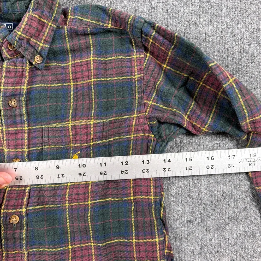 Polo Ralph Lauren Flannel Button Down Shirt Kids Size‎ 5 Green Burgundy Plaid